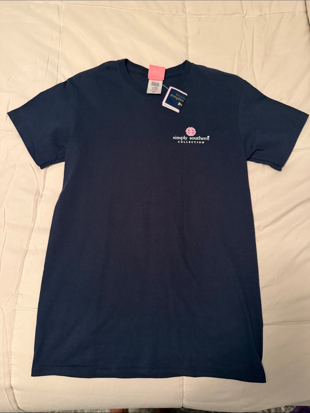 Simply Southern Women’s Black Short Sleeve Tee with Pink Logo Tag S NWT